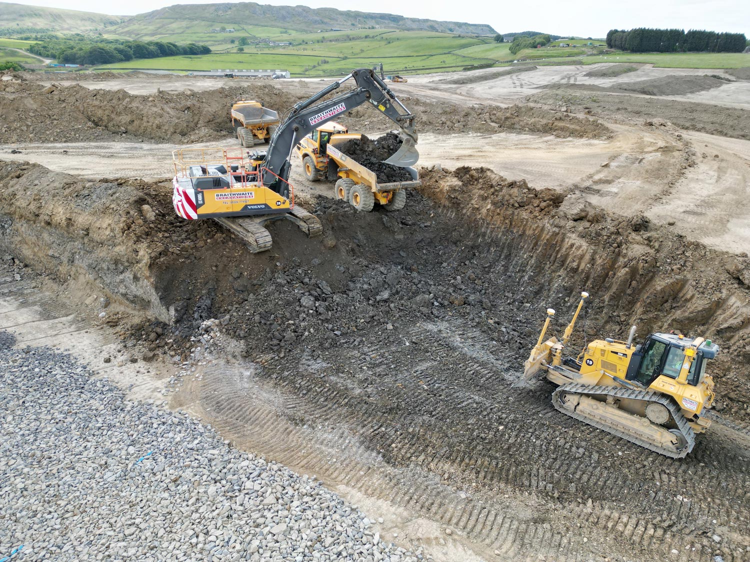 An aerial view of the construction site in Burnley.