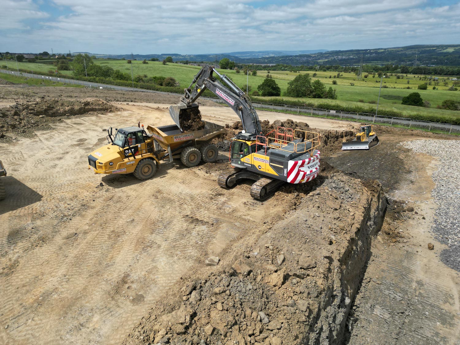 An aerial view of the construction site in Burnley.