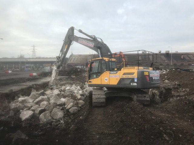 An aerial view of the construction site in Burnley.