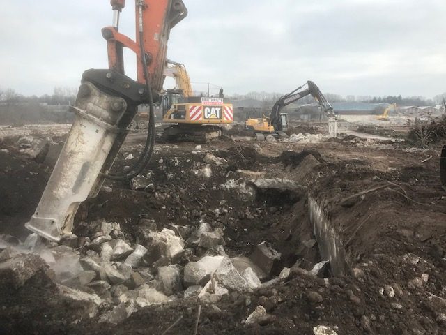 An aerial view of the construction site in Burnley.