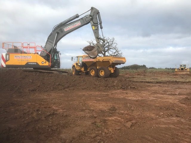 An aerial view of the construction site in Burnley.